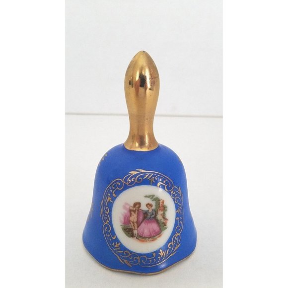 Enesco Dinner Bell Dancing Scene Victorian Blue with Gold Trim Vintage Japan - Picture 6 of 8